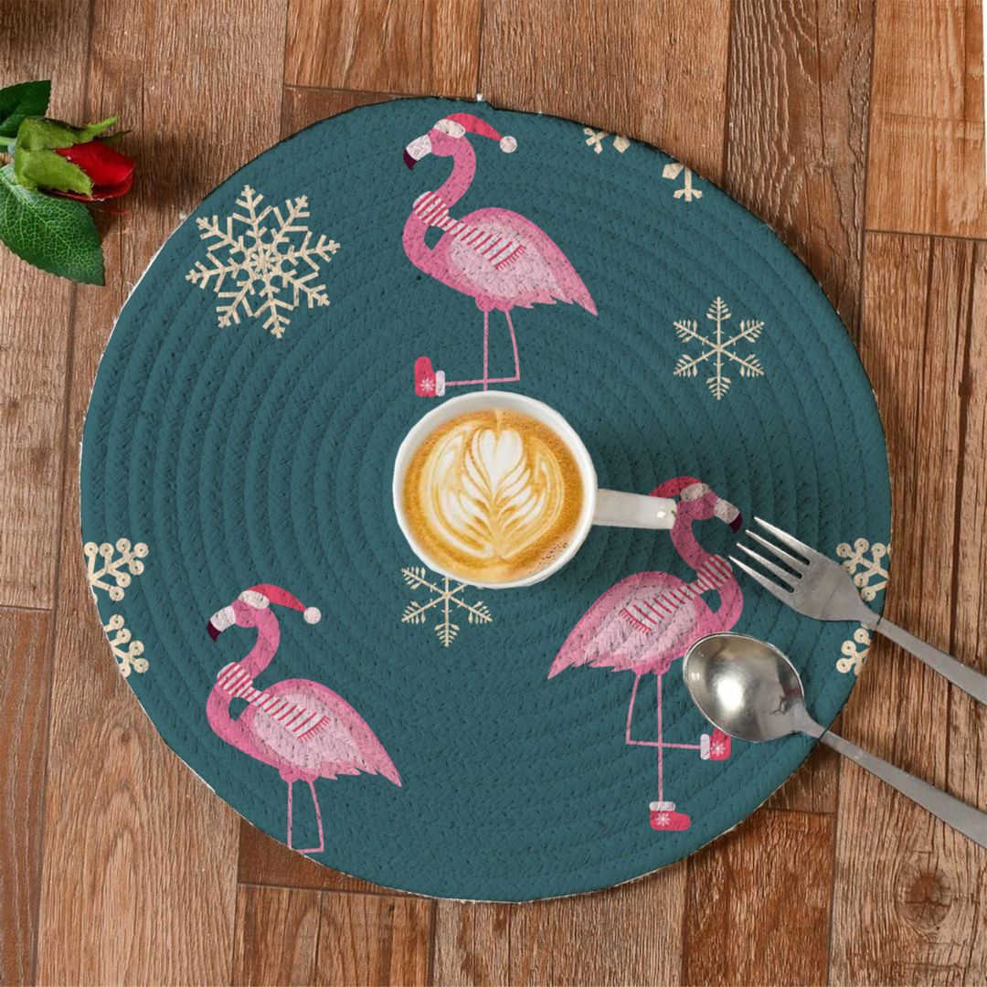 LHF FestiveFlamingo™ Round Printed Placemat