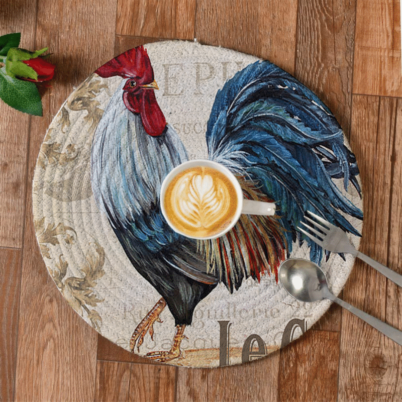 LHF RusticRooster™ Round Printed Placemat