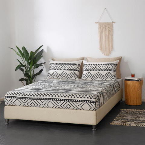 Tribal Grid CottonTouch Bedsheet Set – Monochrome Minimal