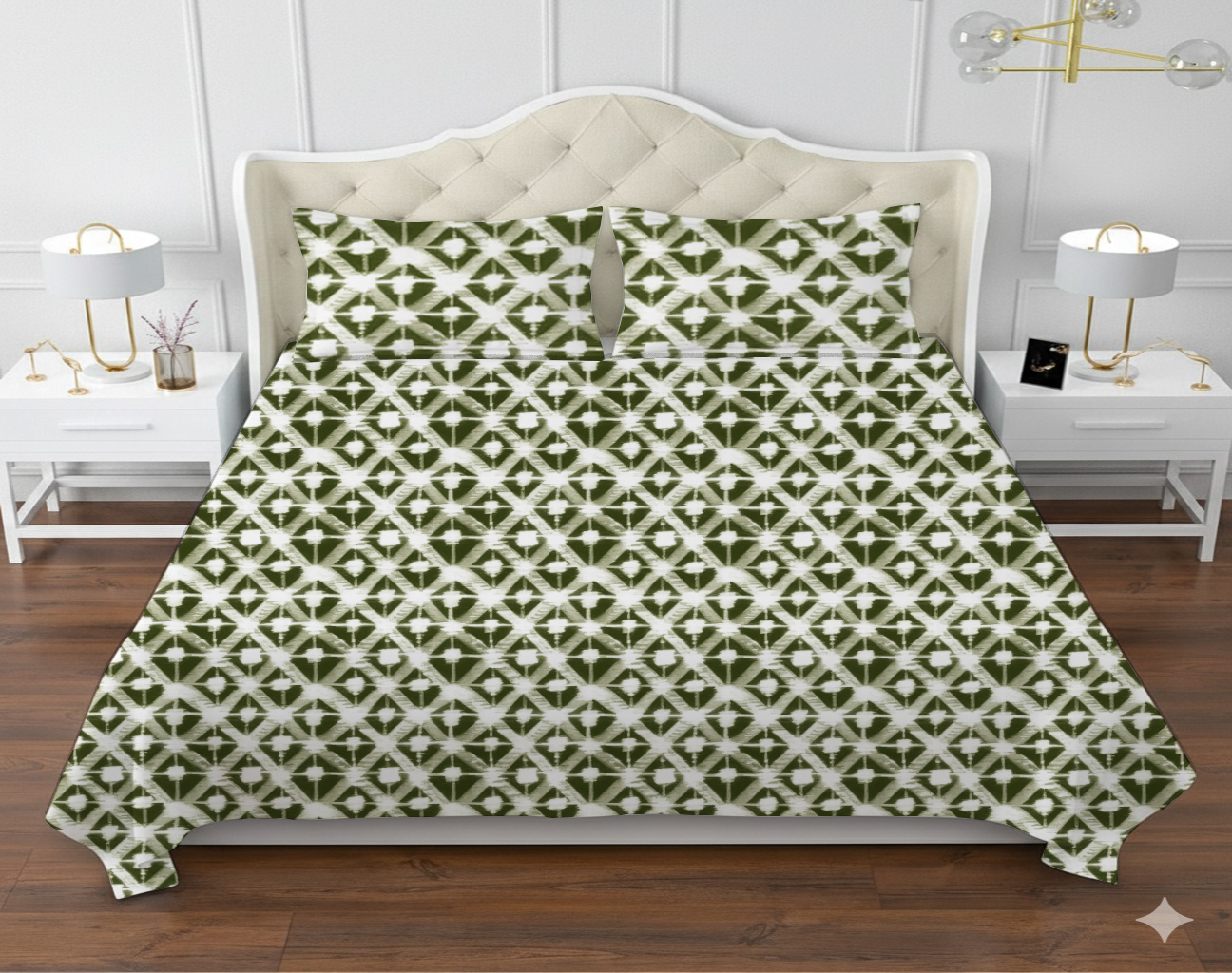 Olive Lattice CottonTouch Bedsheet Set
